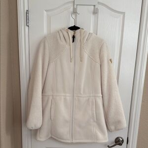 Madison Cream Teddy Jacket with Hood and Fleece Texture
